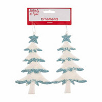 Holiday Style Winter Pine Tree Ornament, 2 ct