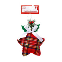 Holiday Style Red Plaid Star Ornament