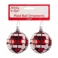 Holiday Style Plaid Ornament, 2 ct