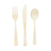 Assorted Plastic Cutlery Set for 6, Gold Glitter