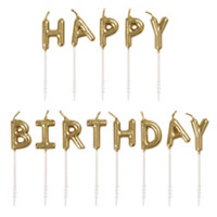 Gold "Happy Birthday" Letter Birthday Candles, 13 Count