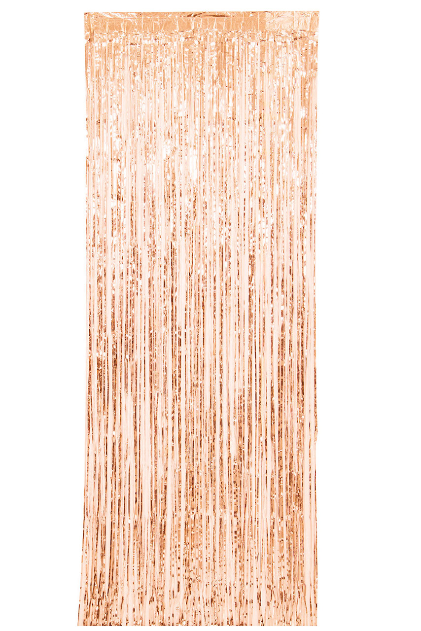 Foil Rose Gold Fringe Door Curtain, 3 x 8 ft.