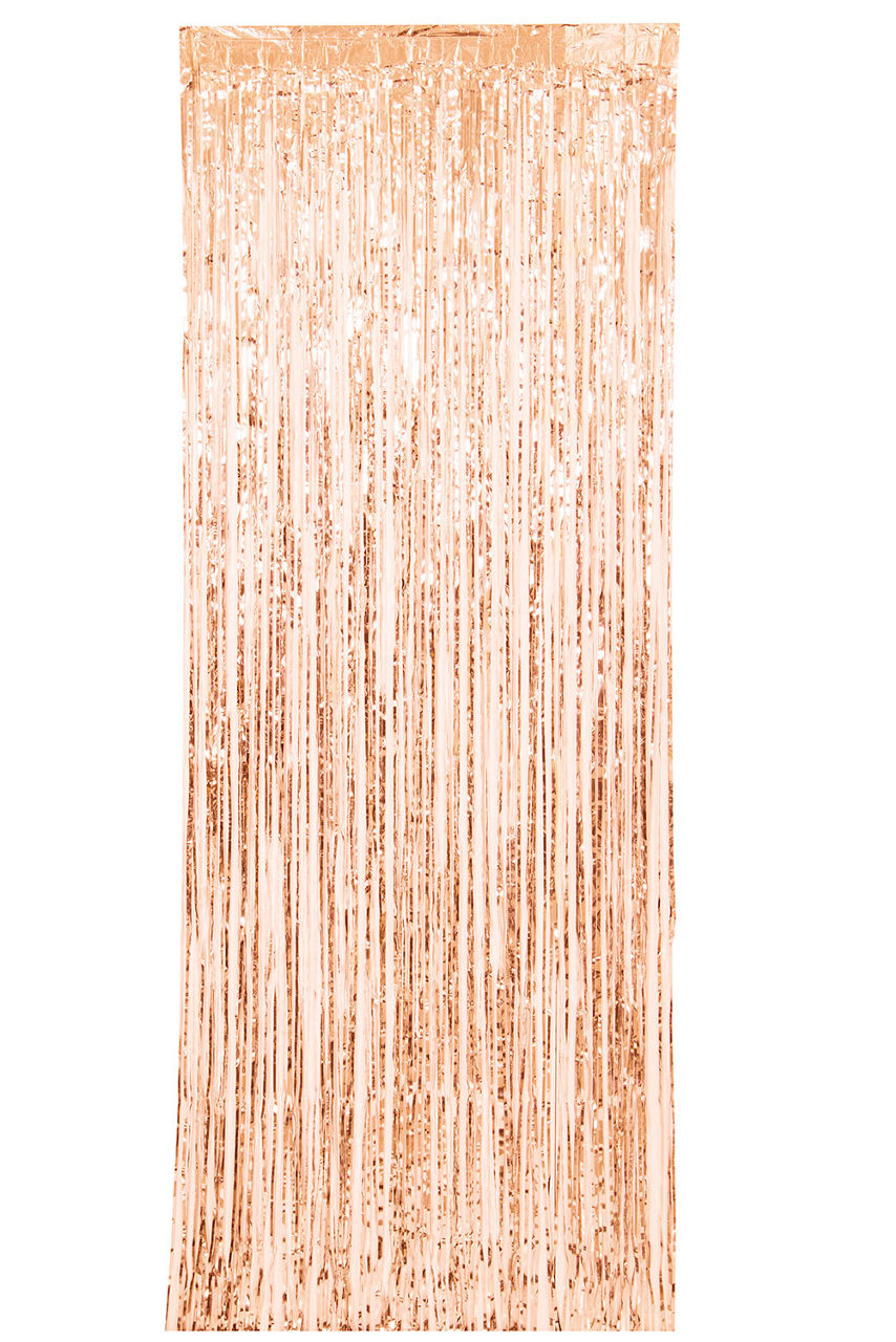 Foil Rose Gold Fringe Door Curtain, 3 x 8 ft.