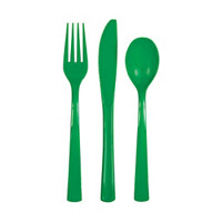 Emerald Green Assorted Plastic Cutlery Set for 6