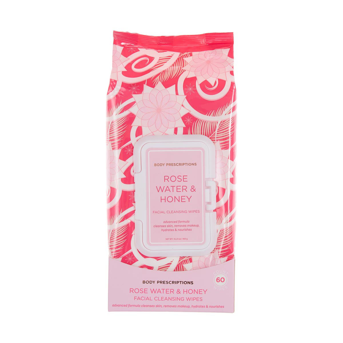 Body Prescriptions Rose Water & Honey Facial Cleansing Wipes, 60 Count