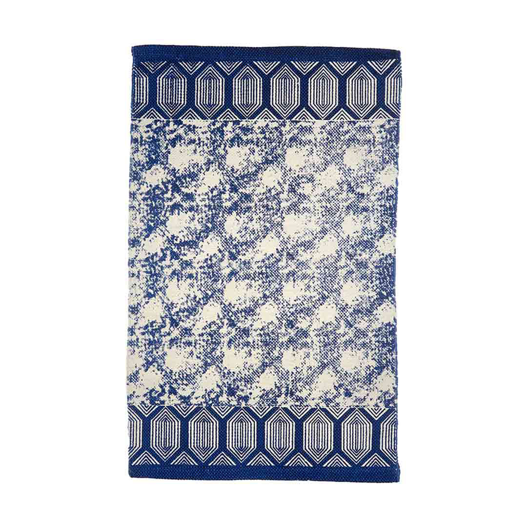Deep Blue Abstract Splatter Patterned Rug