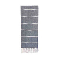 Navy and White Striped Woven Throw Blanket