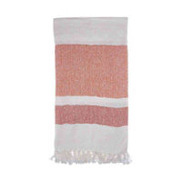 Red and White Striped Woven Throw Blanket