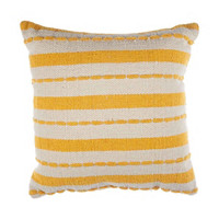 Square Cream and Yellow Block Stripe Pillow