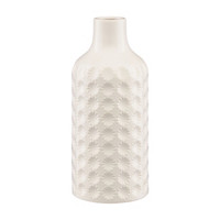 Ceramic Embossed Tapered Vase, White 