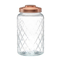 Textured Glass Jar with Copper Top, Large