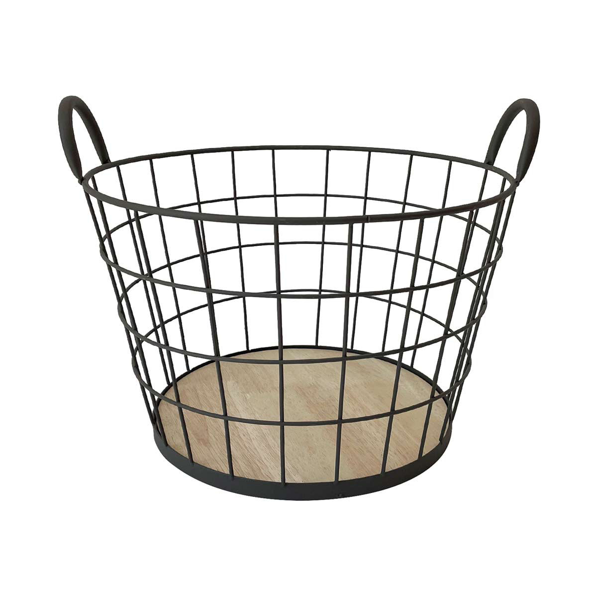 Black Round Metal Wire Basket, Large