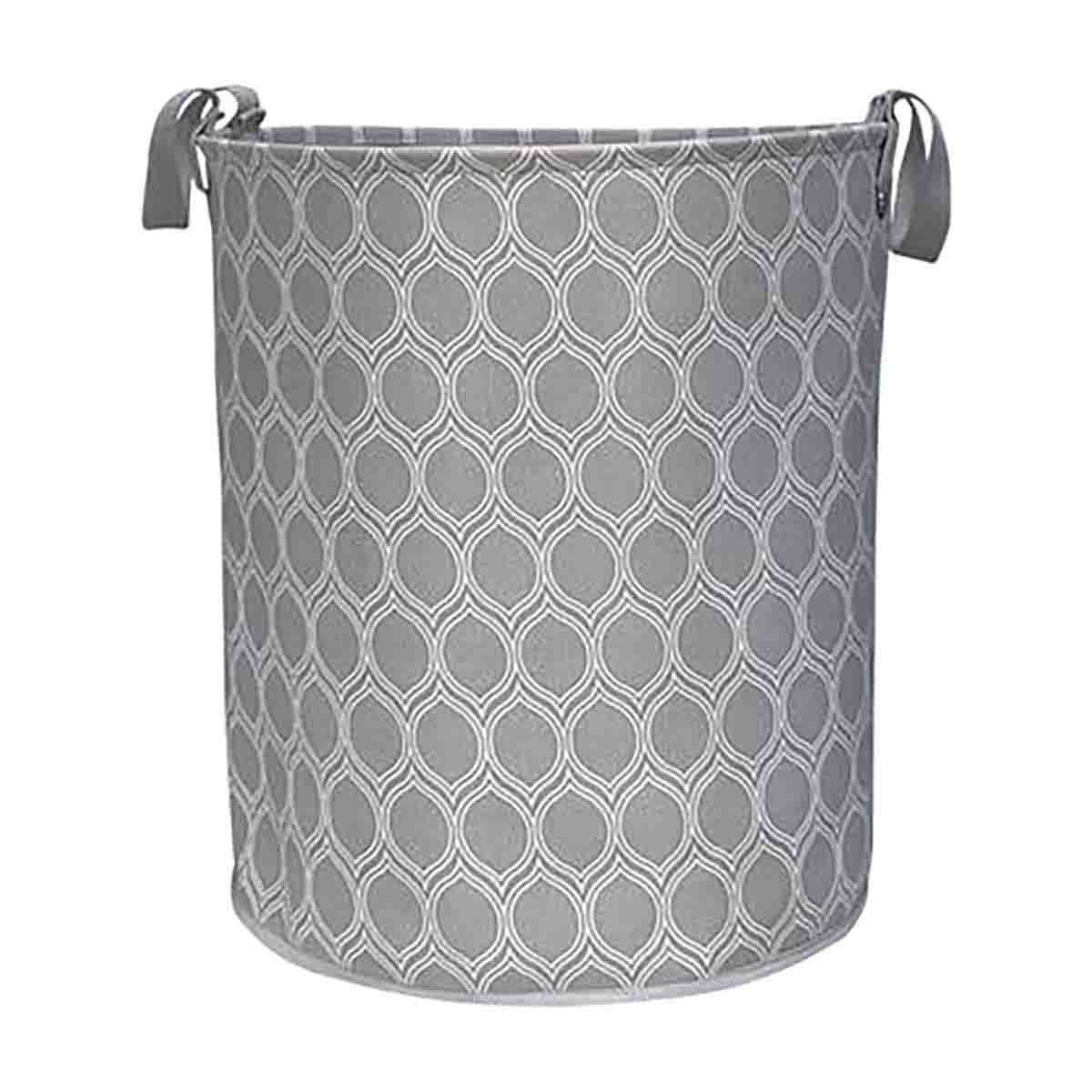 White Round Canvas Hamper, Large