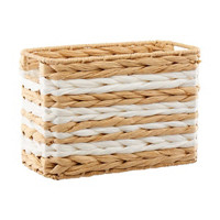 Rectangular White Woven Storage Basket, Large