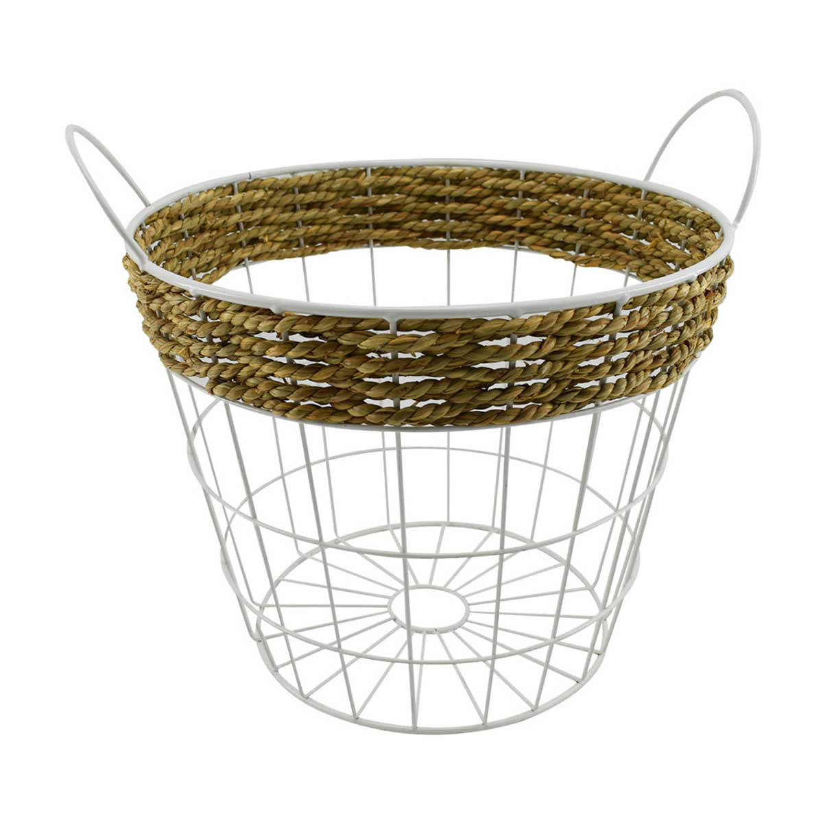 White Round Metal Basket, Large