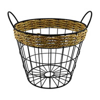 Black Round Metal Basket, Large