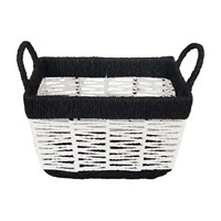 Black Rectangular Open Weave Paper Rope Basket, Large