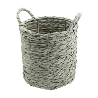 White Washed Round Rush Basket, Large