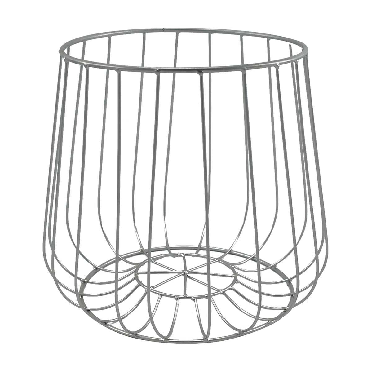 Silver Round Bottom Metal Bin, Large