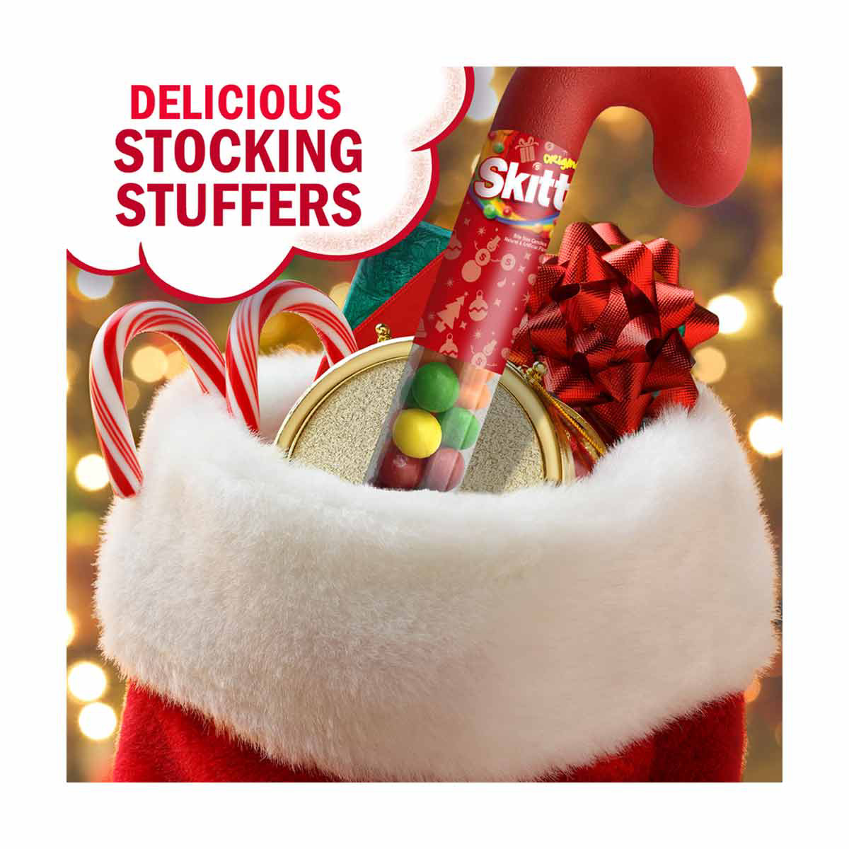 Skittles Filled Holiday Cane, 2.6 oz