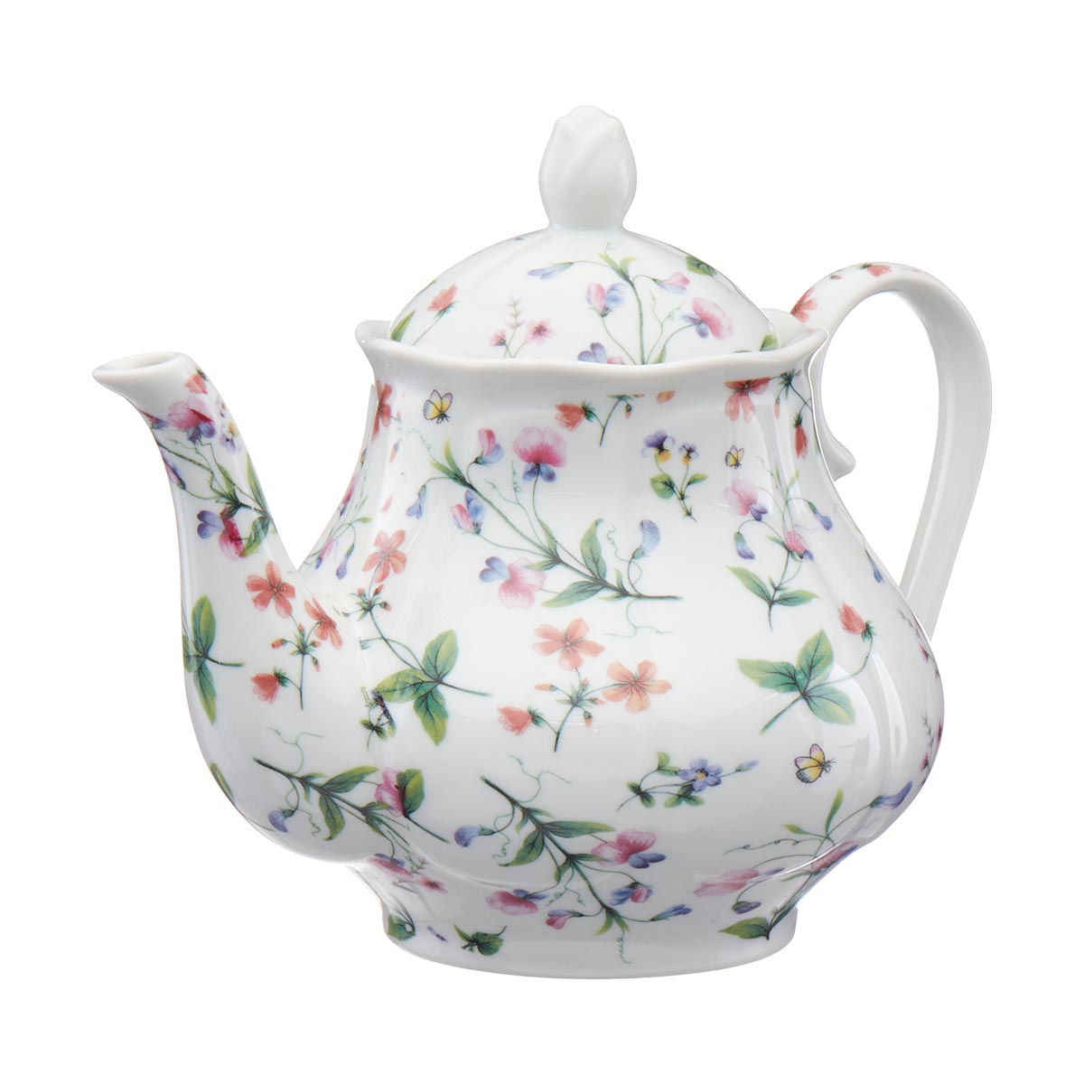 Chintz Porcelain Teapot with Floral Knob
