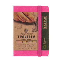 Pentalic Traveler Recycled Pocket Sketch Journal, Pink, 3x4 in.