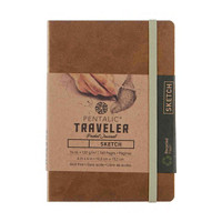 Pentalic Traveler Recycled Pocket Sketch Journal, Gold, 4x6 in.