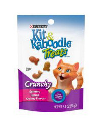 Purina Kit & Kaboodle Cat Treats, Crunchy Salmon, Tuna & Shrimp Flavors - 2.4 oz Pouch