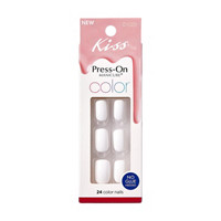 KISS Color Press-On Manicure Fake Nails, ‘White Noise’