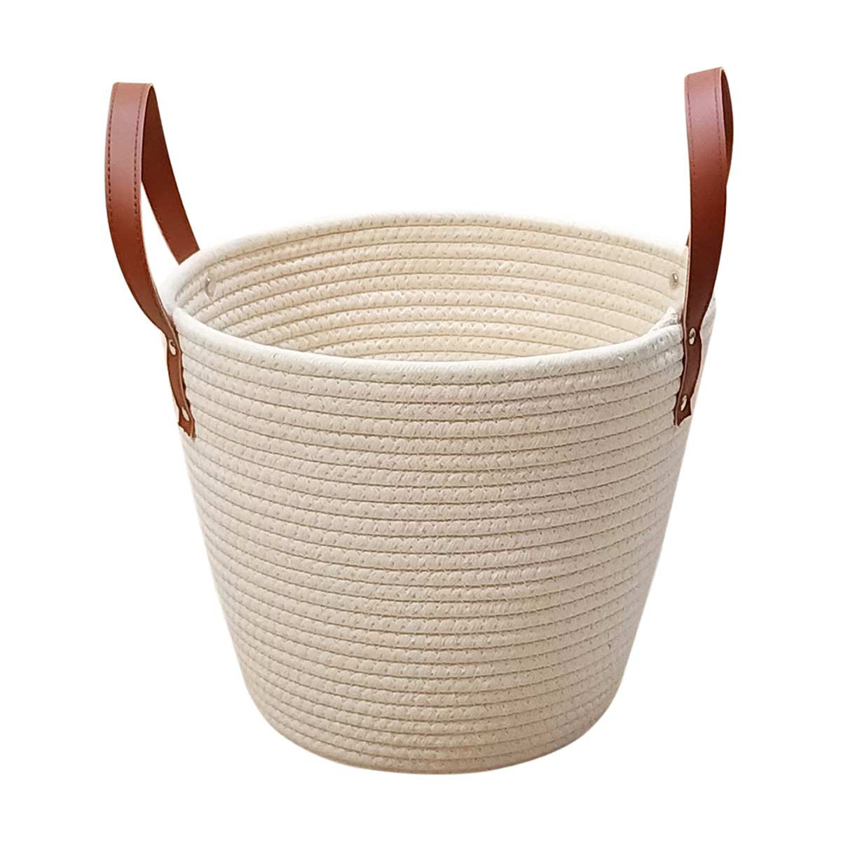 White Round Cotton Rope Basket, Large