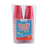 True Living Red Plastic Cups, 18 oz, 50 ct