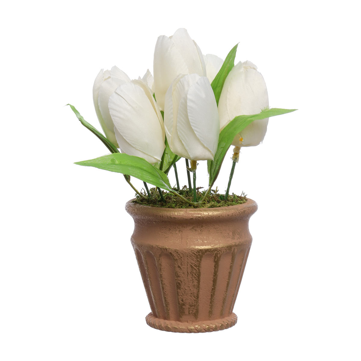 Artificial Potted Tulips in Distressed Planter