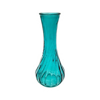 Blue Textured Swirl Glass Vase