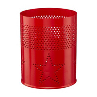 Red Metal Star Cutout Candle Holder