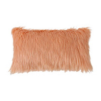 Pink Faux Fur Decorative Lumbar Pillow