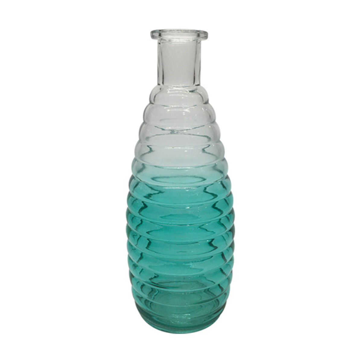 Teal Ombre Textured Glass Vase