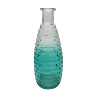 Teal Ombre Textured Glass Vase