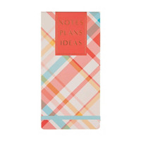Gingham Coral Lined Notepad with Elastic Closure