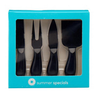 Summer Specials Black Stainless Steel Cheese Knife Set, 4 Count