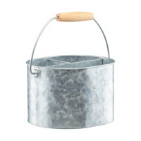 Galvanized Metal Utensil Caddy with Handle