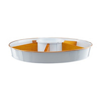White Metal Condiment Tray with Gold Rim