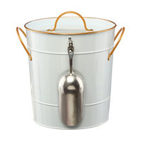 White Metal Ice Bucket with Lid and Scoop