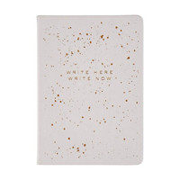 Write Here White Faux Leather Journal, 120 Pages