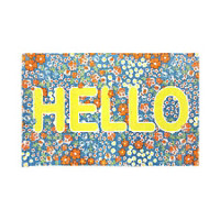 Hello Colorful Floral Patterned Scatter Rug
