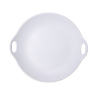 White Round Serving Platter with Open Handles, 9.25 in.