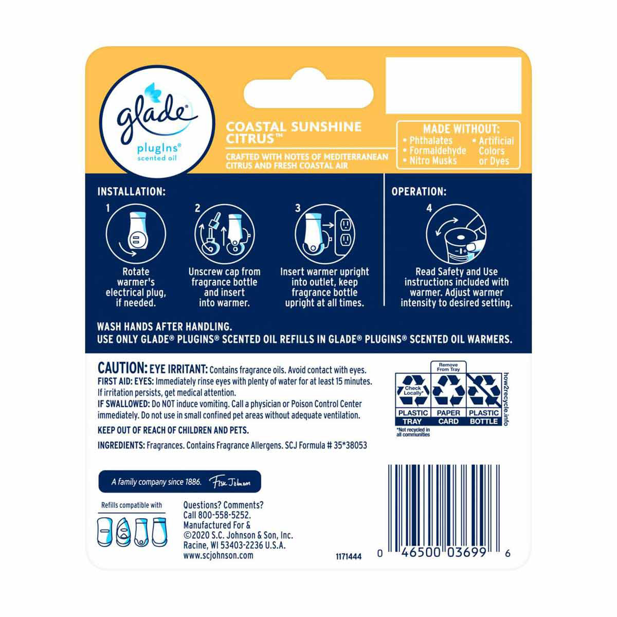 Glade Plug Ins Scented Oil Air Freshener Refills, Coastal Sunshine ...