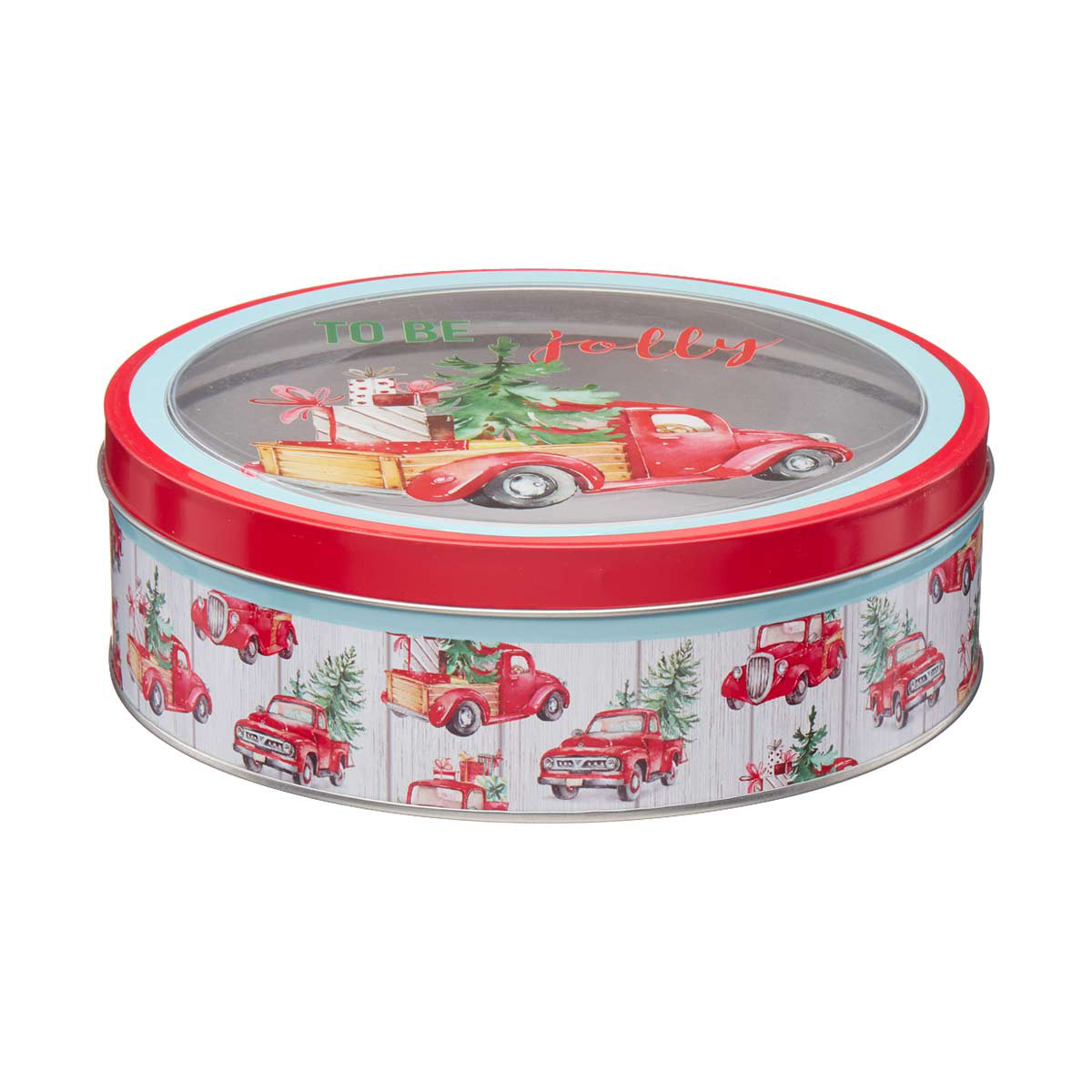 Christmas Round Window Tin with Lid, Medium