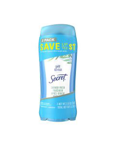 Secret Invisible Solid Shower Fresh Antiperspirant & Deodorant, 2.6 oz, 2 ct