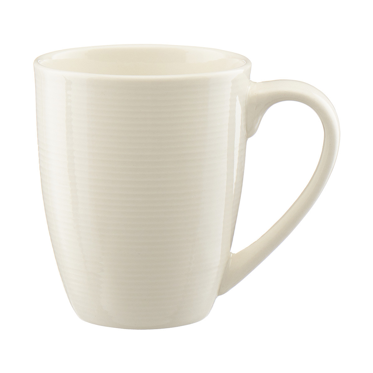 White Stripe Embossed Ceramic Mug, 14 oz.