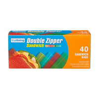 Trueliving Double Zipper Sandwich Bags, 40 ct